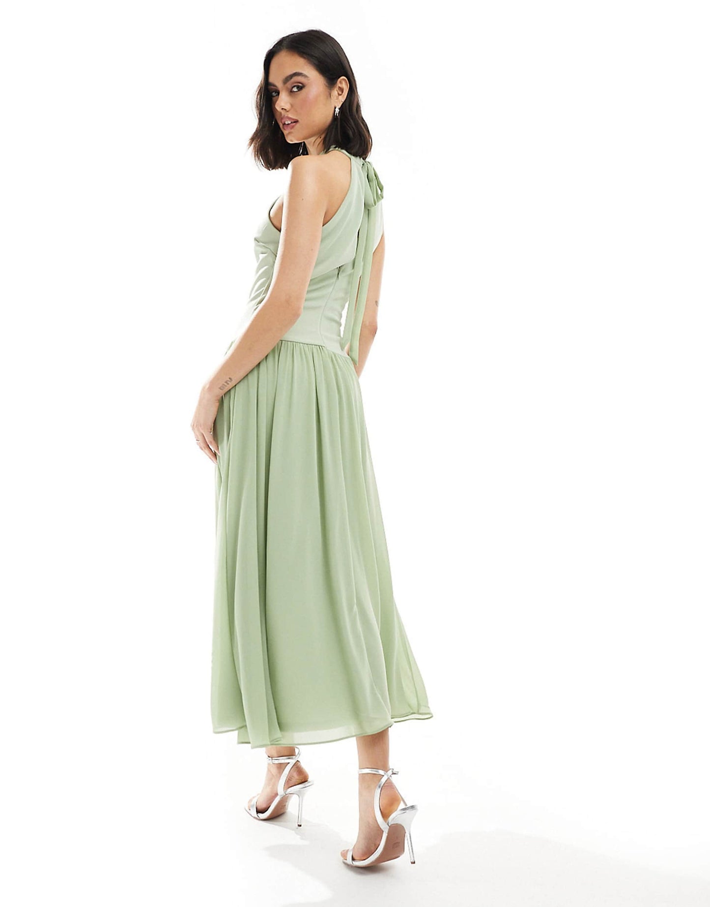 Bridesmaid High Neck Maxi Dress With Full Skirt