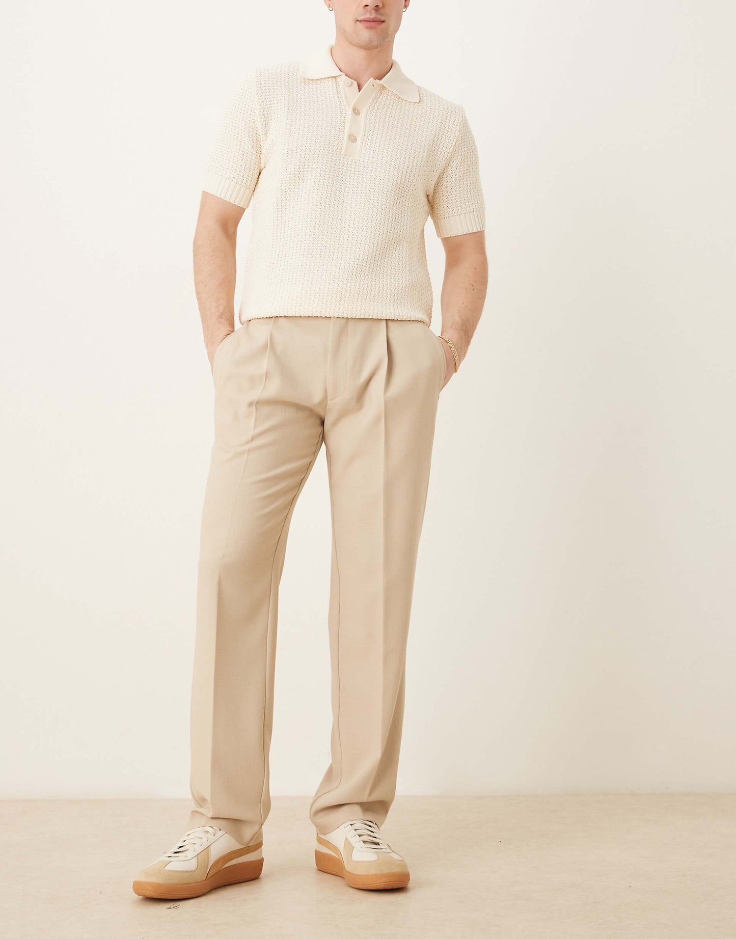 Smart Straight Leg Trousers With Front Pleats