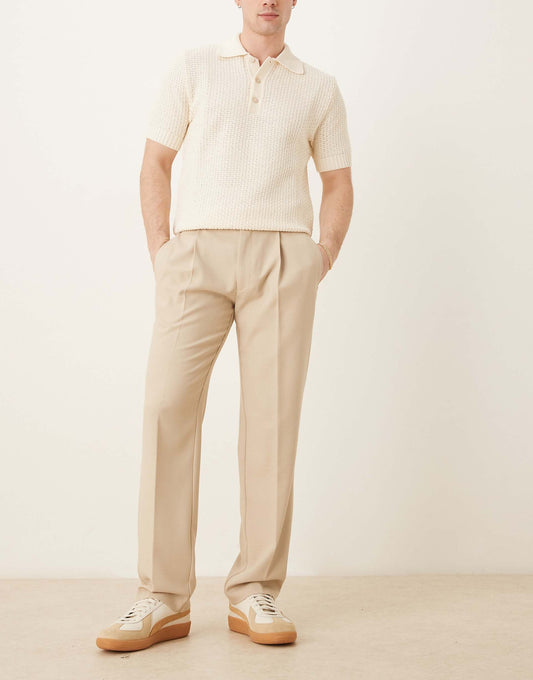 Smart Straight Leg Trousers With Front Pleats