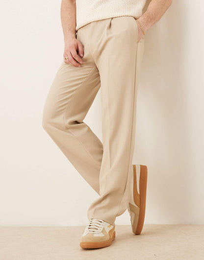 Smart Straight Leg Trousers With Front Pleats
