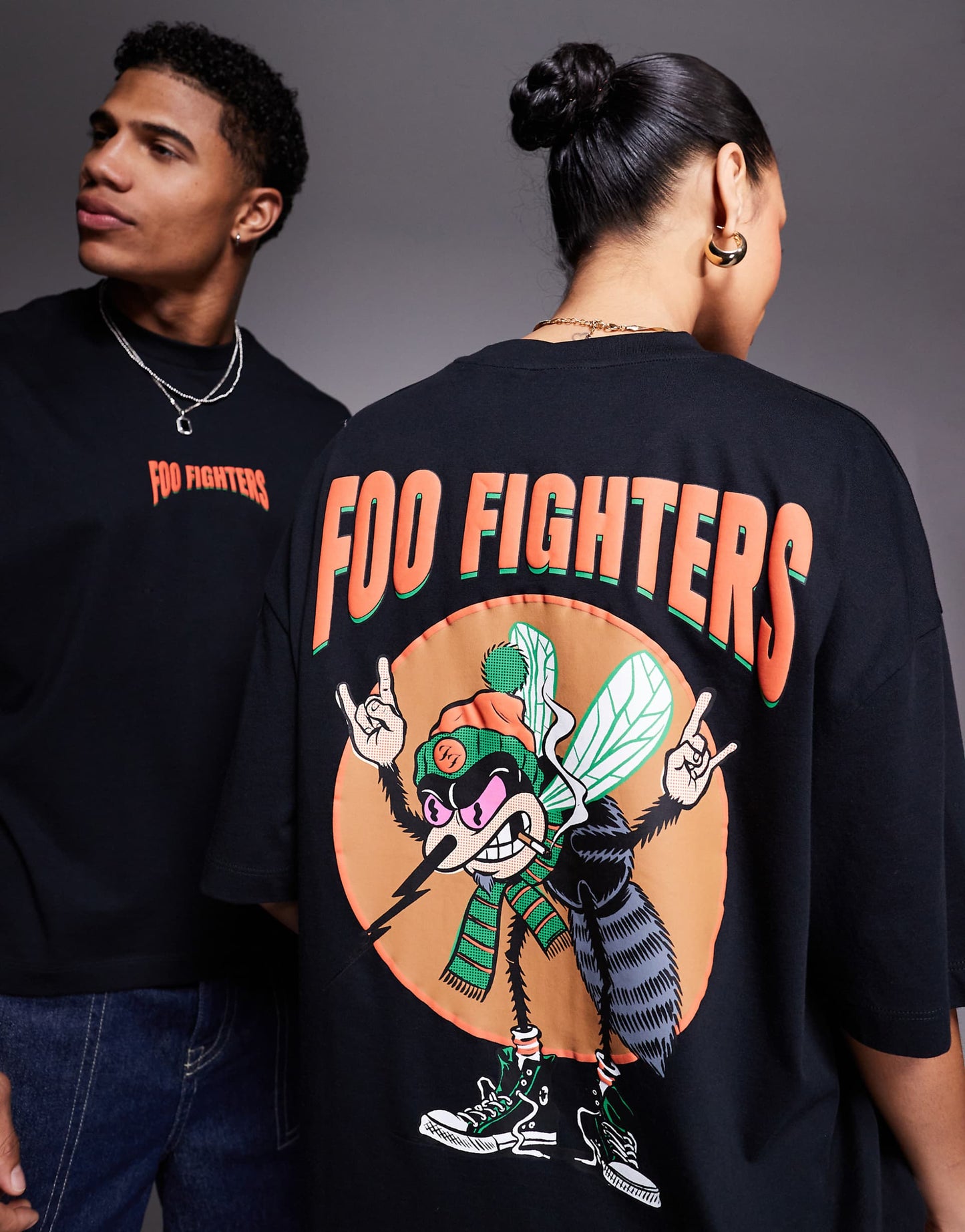 Unisex Boxy Oversized License T-Shirt With Foo Fighters Prints