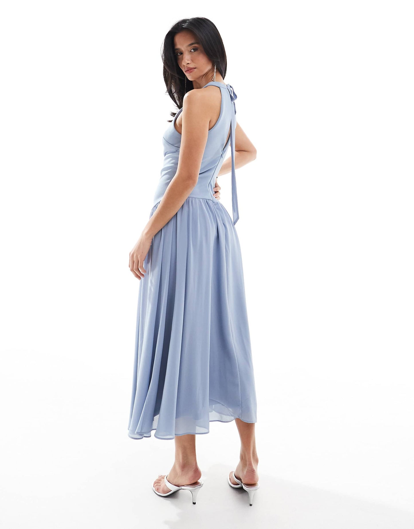 Petite Bridesmaid High Neck Maxi Dress With Full Skirt