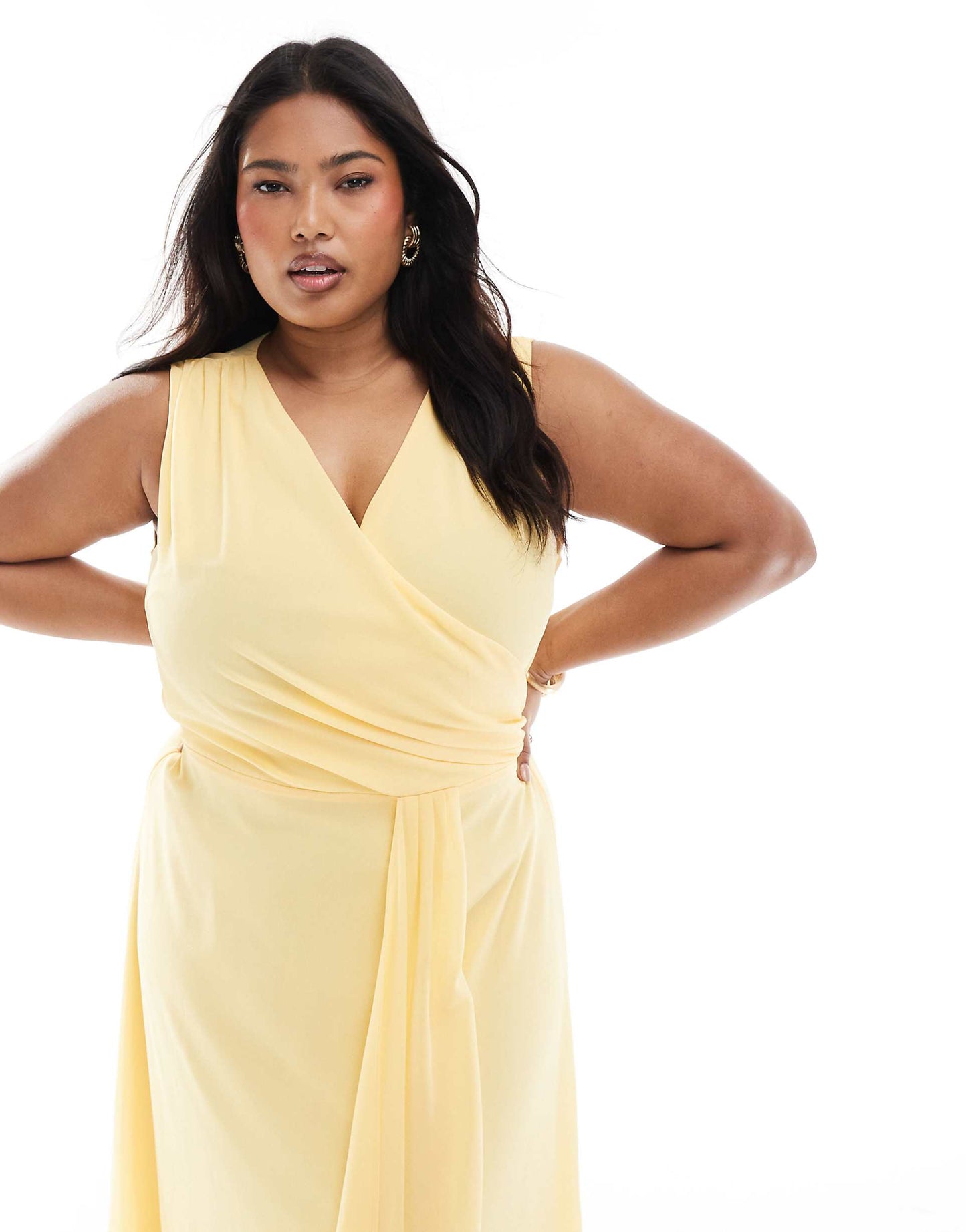 Plus Bridesmaid Chiffon Wrap Front Maxi Dress