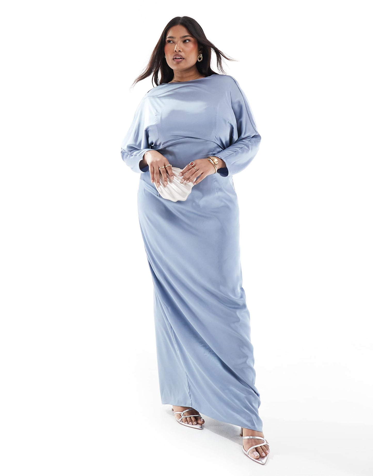 Plus Bridesmaid Cowl Back Maxi Dress