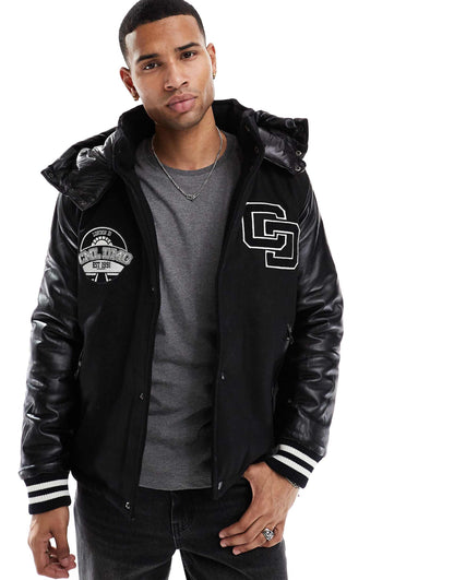 Varsity Puffer Jacket Black