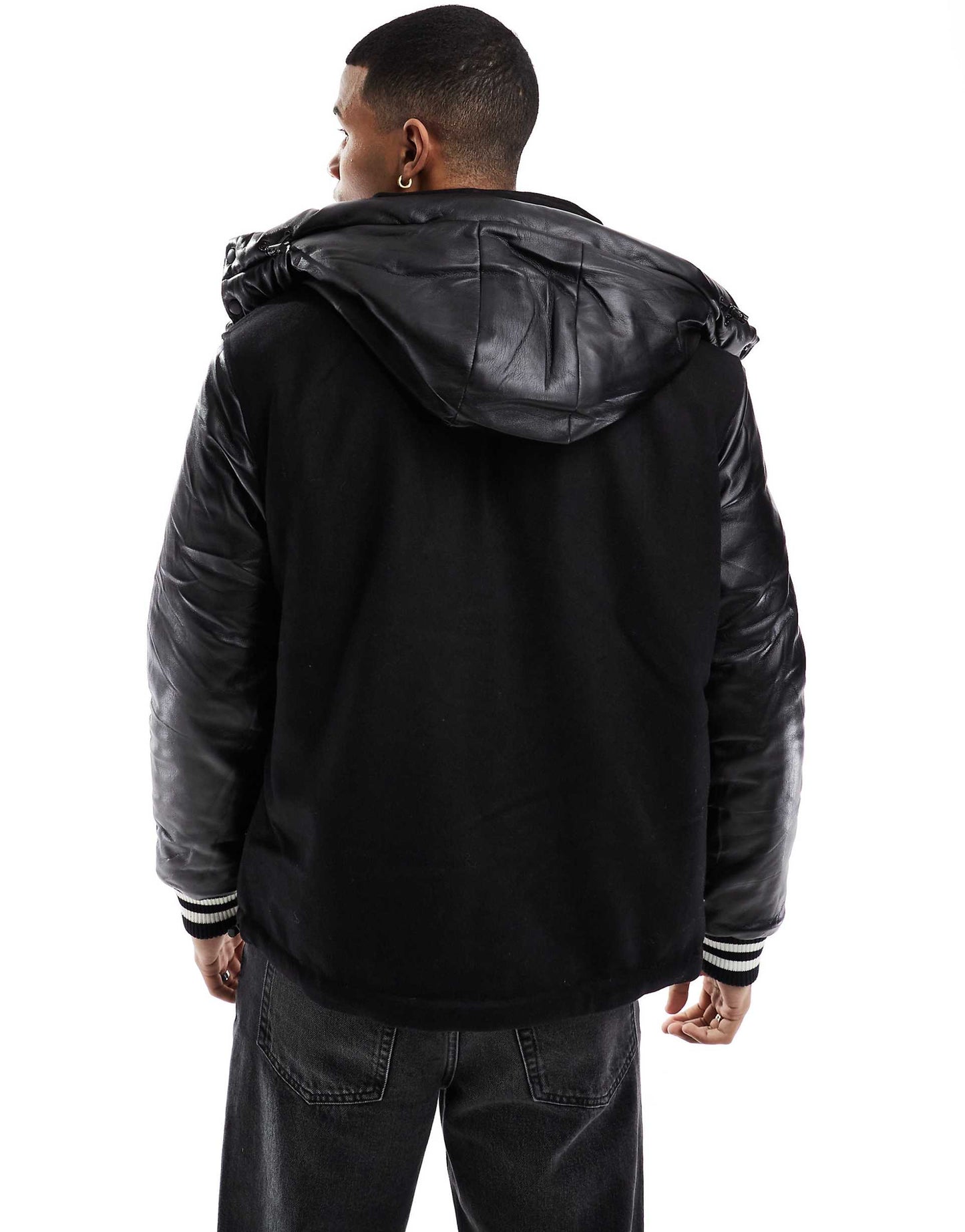 Varsity Puffer Jacket Black