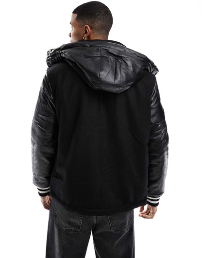 Varsity Puffer Jacket Black