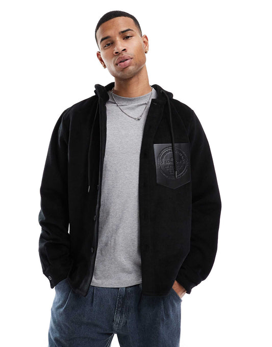 Hooded Flannel Shirt Black