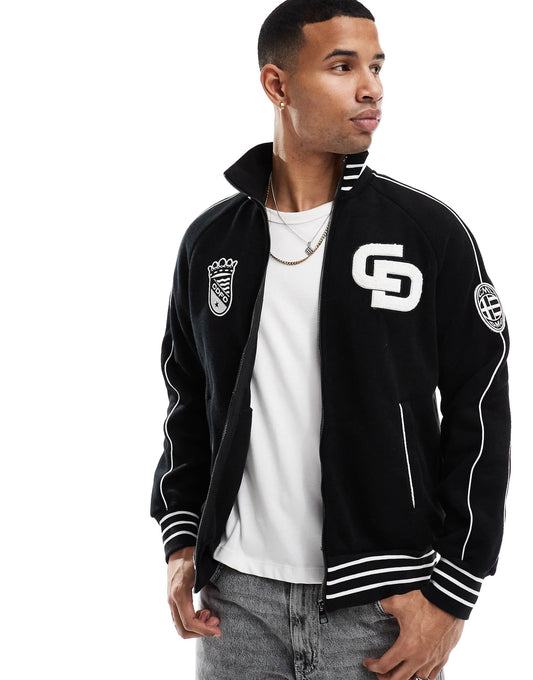 Towelling Tracksuit Jacket Black