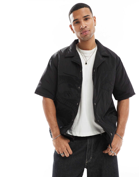 Padded Nylon Dragon Embroidered Shirt