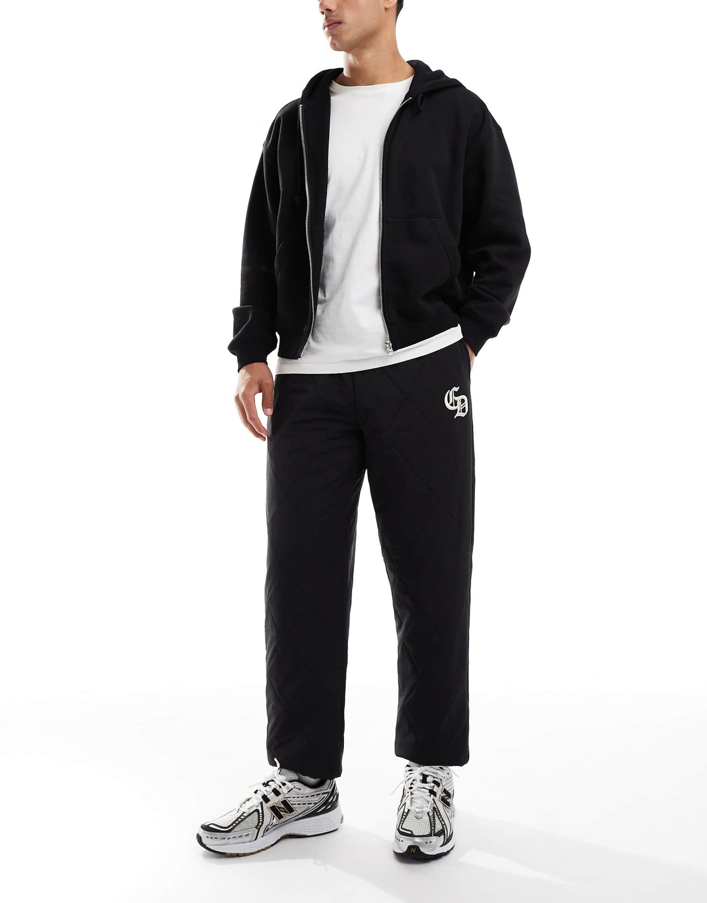 Diamond Quilted Jogger Black