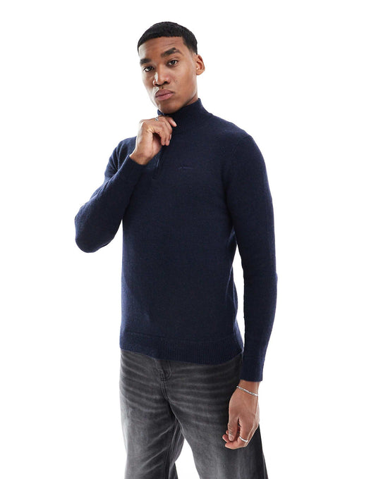 Essential Embroidered Knitted Half Zip Jumper