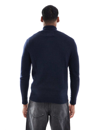 Essential Embroidered Knitted Half Zip Jumper