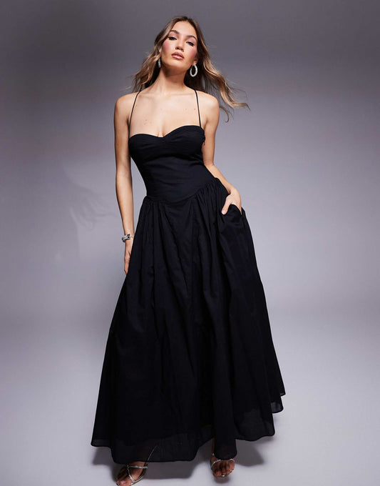 Tie Back Corset Maxi Dress