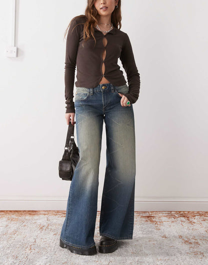 Poser Mid Rise Wide Leg Skater Jeans