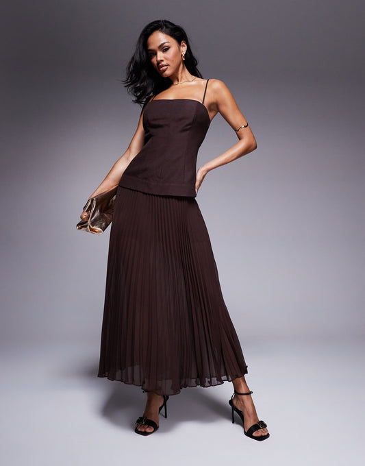 Drop Hem Pleated Midaxi Dress