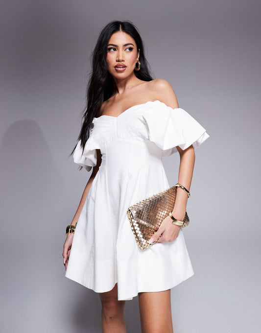 Off Shoulder Structured Mini Dress