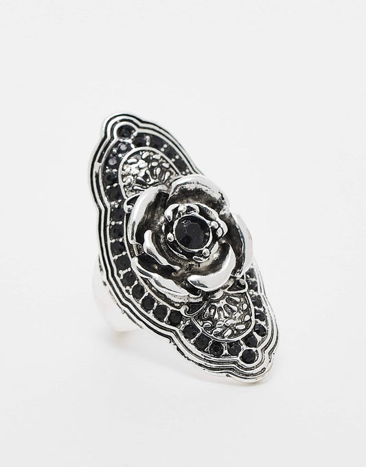 Oversized Unisex Ring With Rose