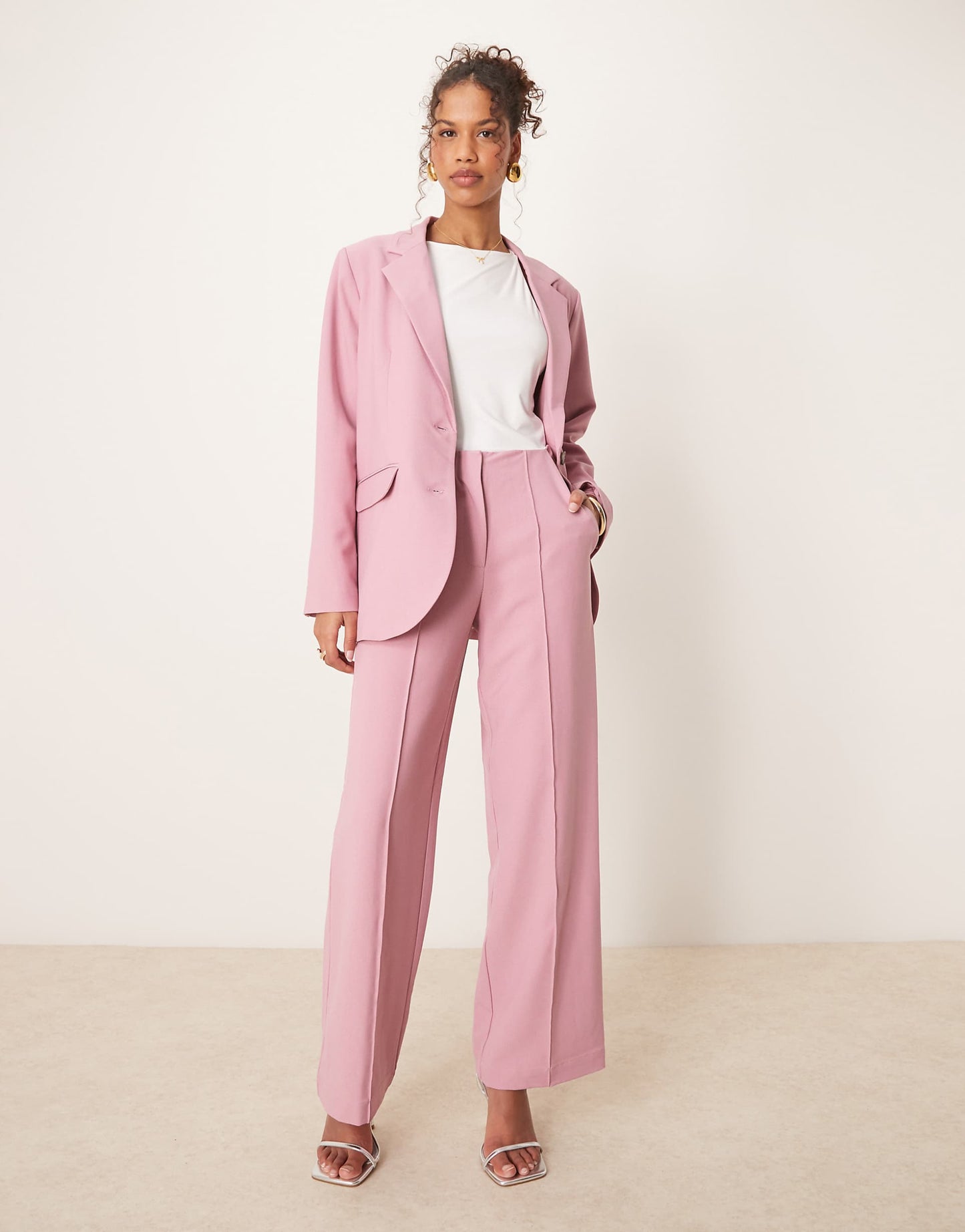High Waist Wide Leg Tailored Troiser Co-Ord
