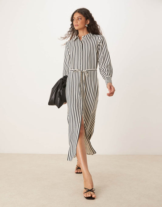 Tie Waist Maxi Shirt Dress