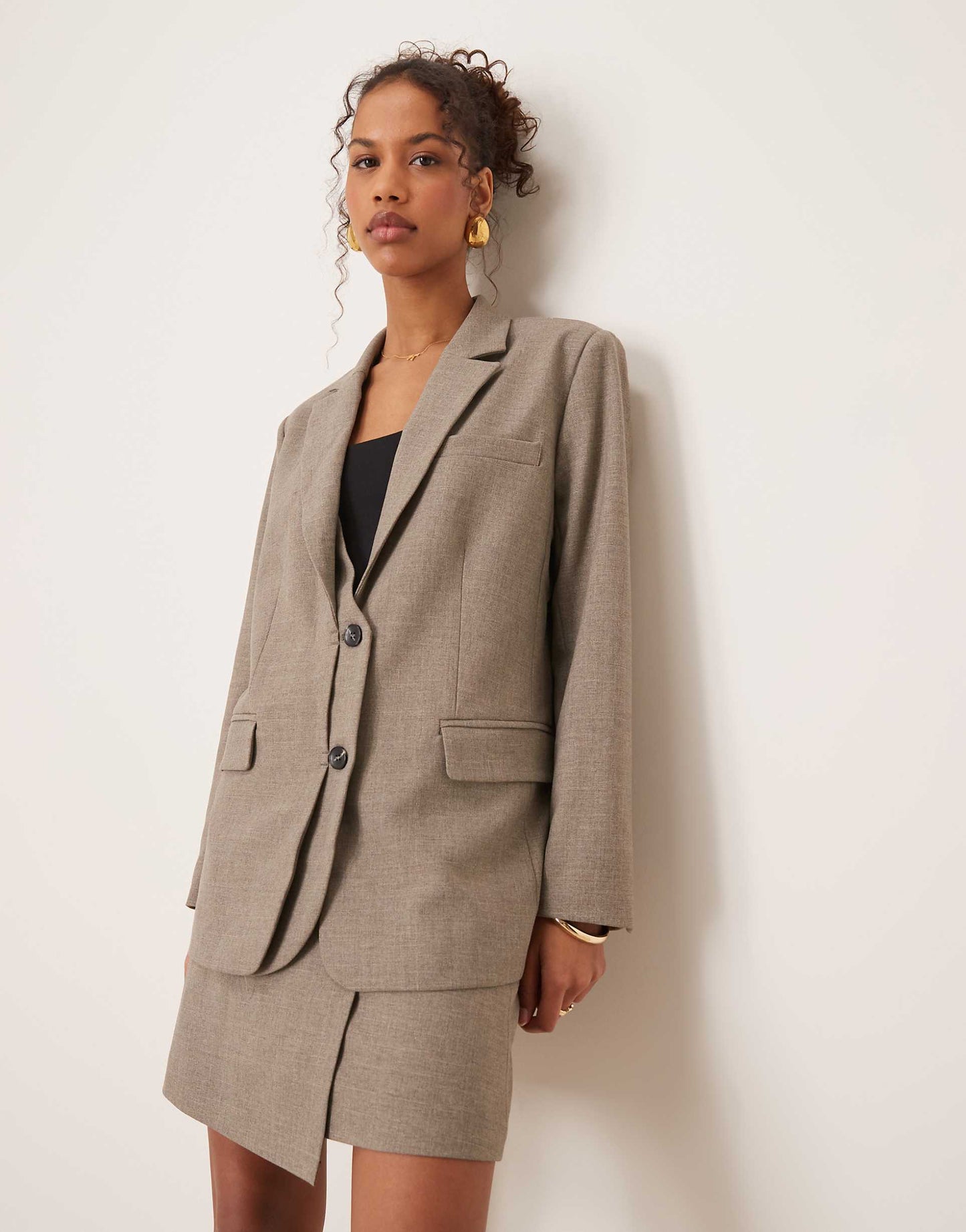 Oversized Double Placket Detail Blazer Co-Ord