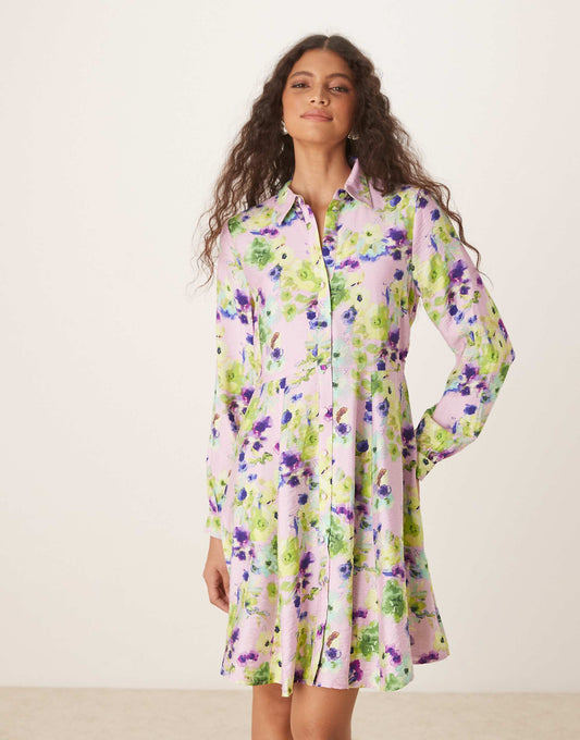 Flippy Hem Mini Shirt Dress