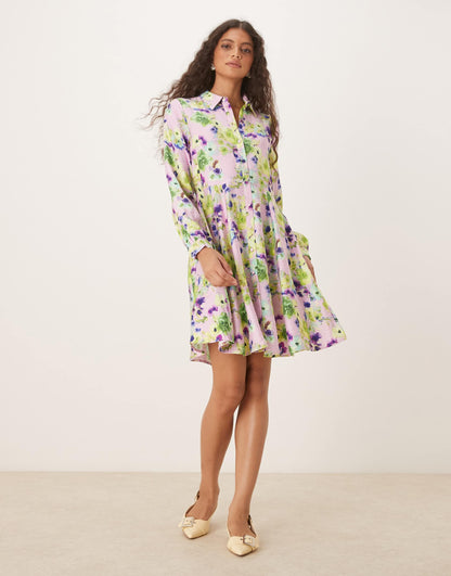 Flippy Hem Mini Shirt Dress