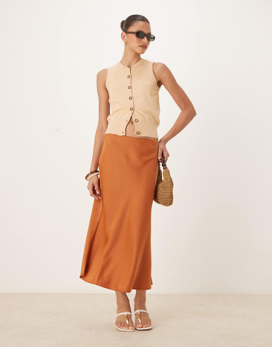 Satin Midi Skirt