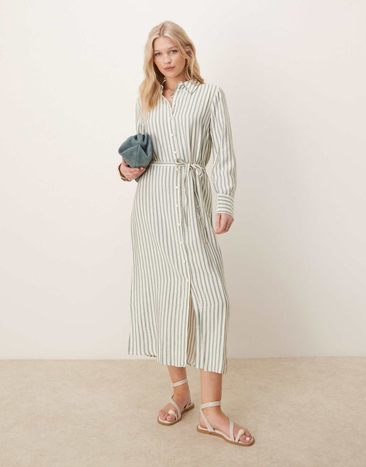 Tie Waist Maxi Shirt Dress