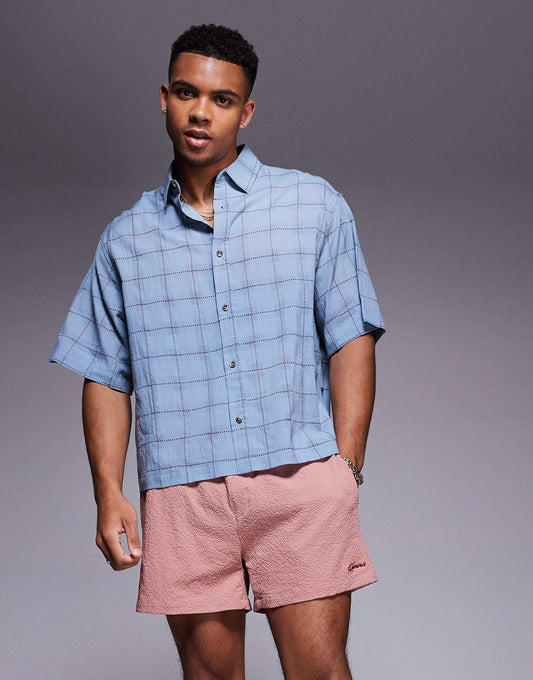 Boxy Revere Shirt With Check