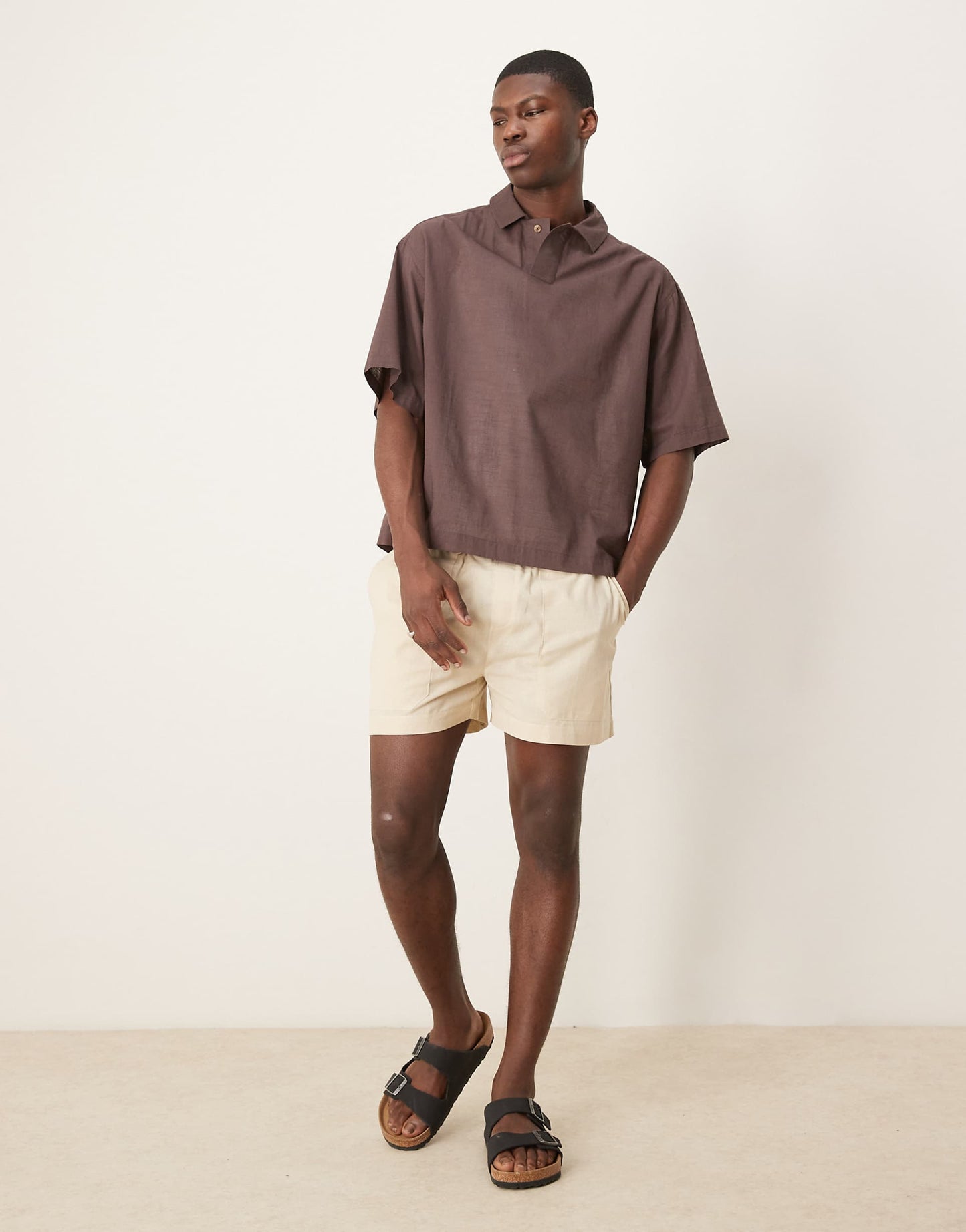 Oversized Overhead Boxy Linen Look Shirt