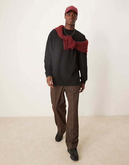 Oversized Longline Heavyweight Long Sleeve T-Shirt 240Gsm