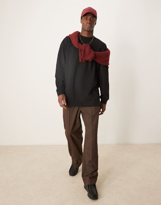 Oversized Longline Heavyweight Long Sleeve T-Shirt 240Gsm