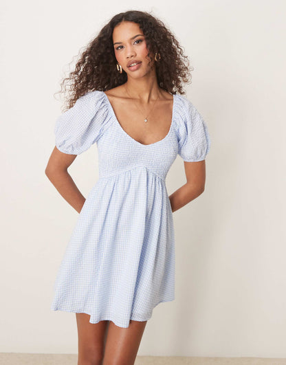 Babydoll Shirred Mini Dress