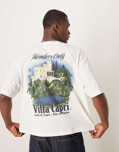 Boxy Oversized T-Shirt With Villa Graphic