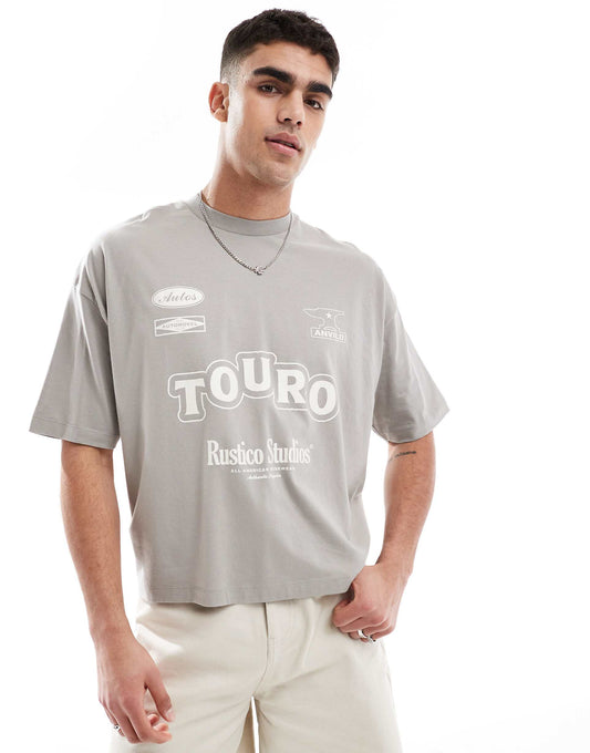 Boxy Oversized T-Shirt With Text Graphics