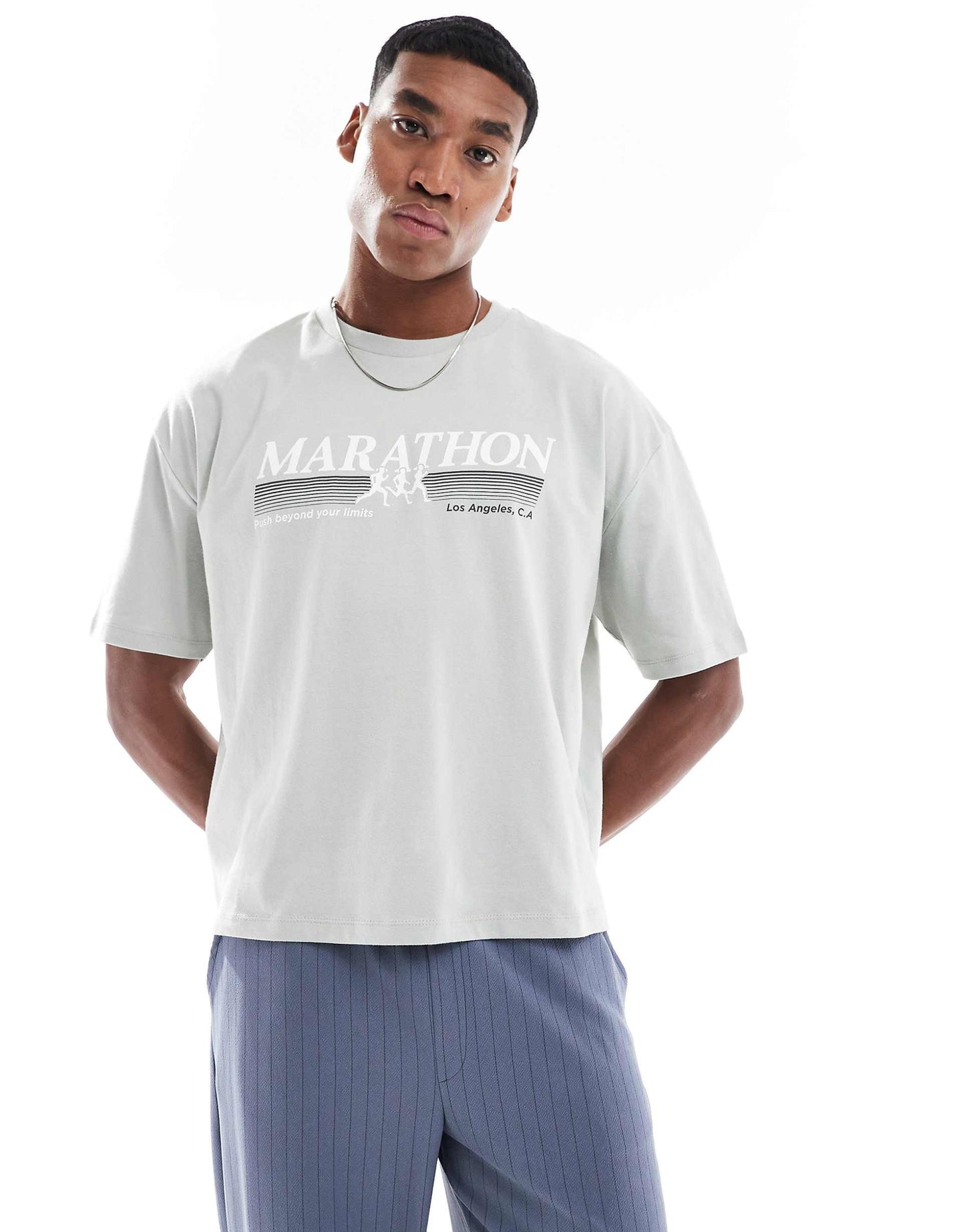 Boxy Oversized T-Shirt With Sports Text Chest Print