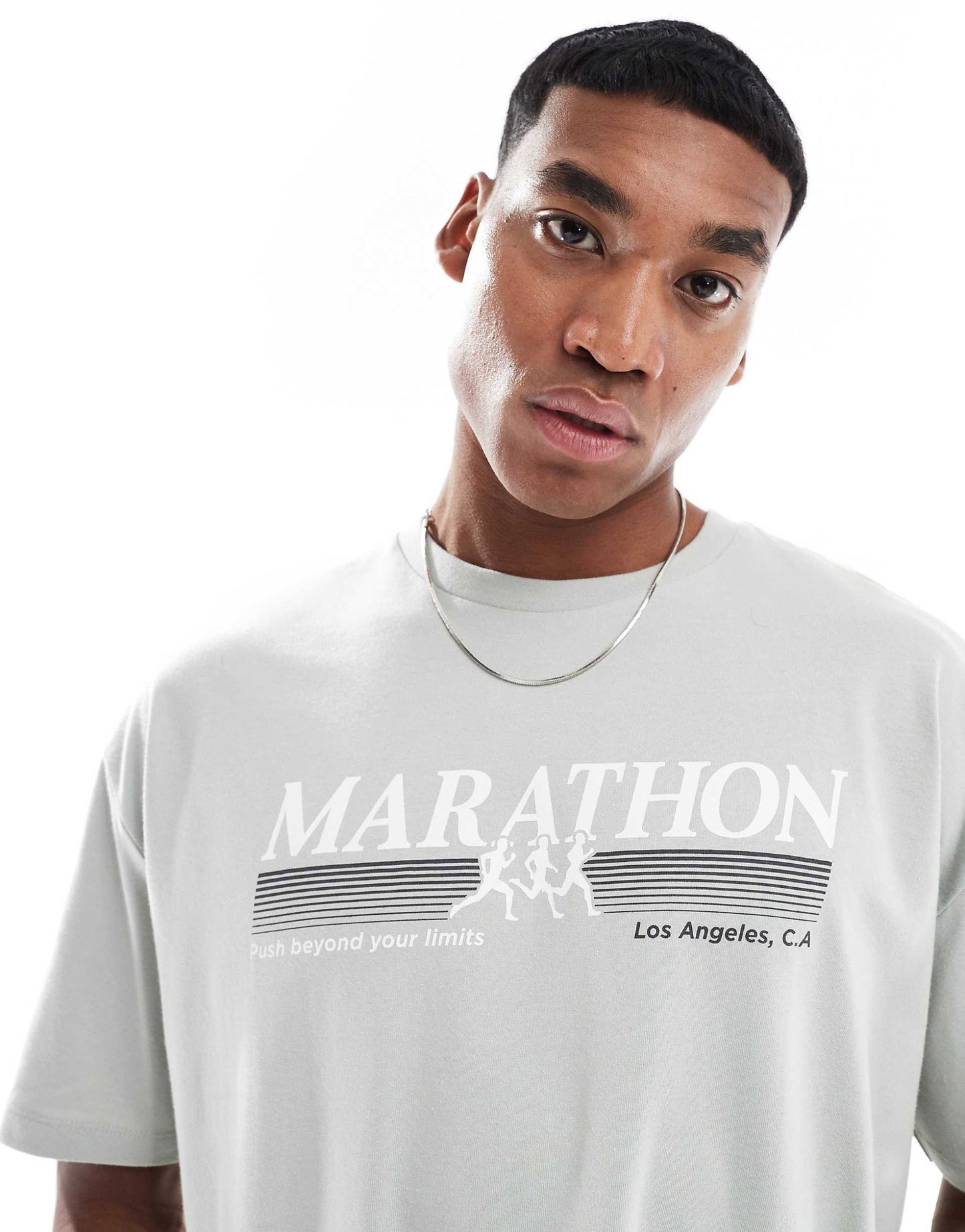 Boxy Oversized T-Shirt With Sports Text Chest Print