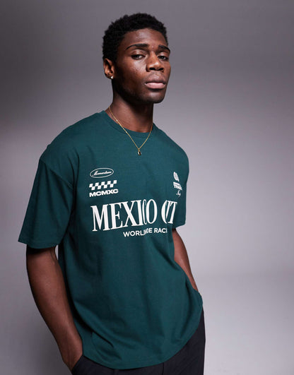 Oversized T-Shirt With Sport Text Chest Print