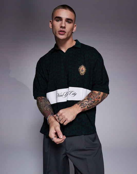 Boxy Oversized Polo With Sports Print