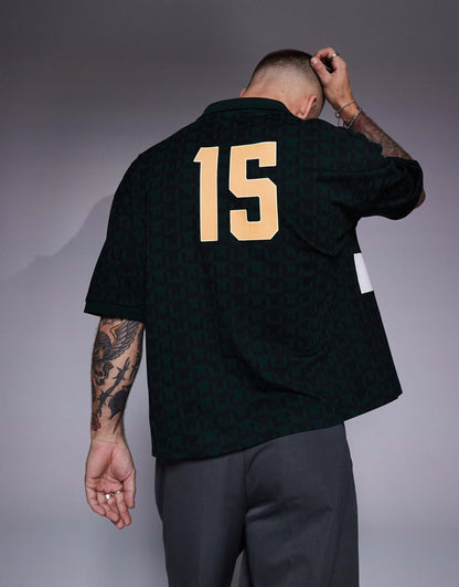 Boxy Oversized Polo With Sports Print
