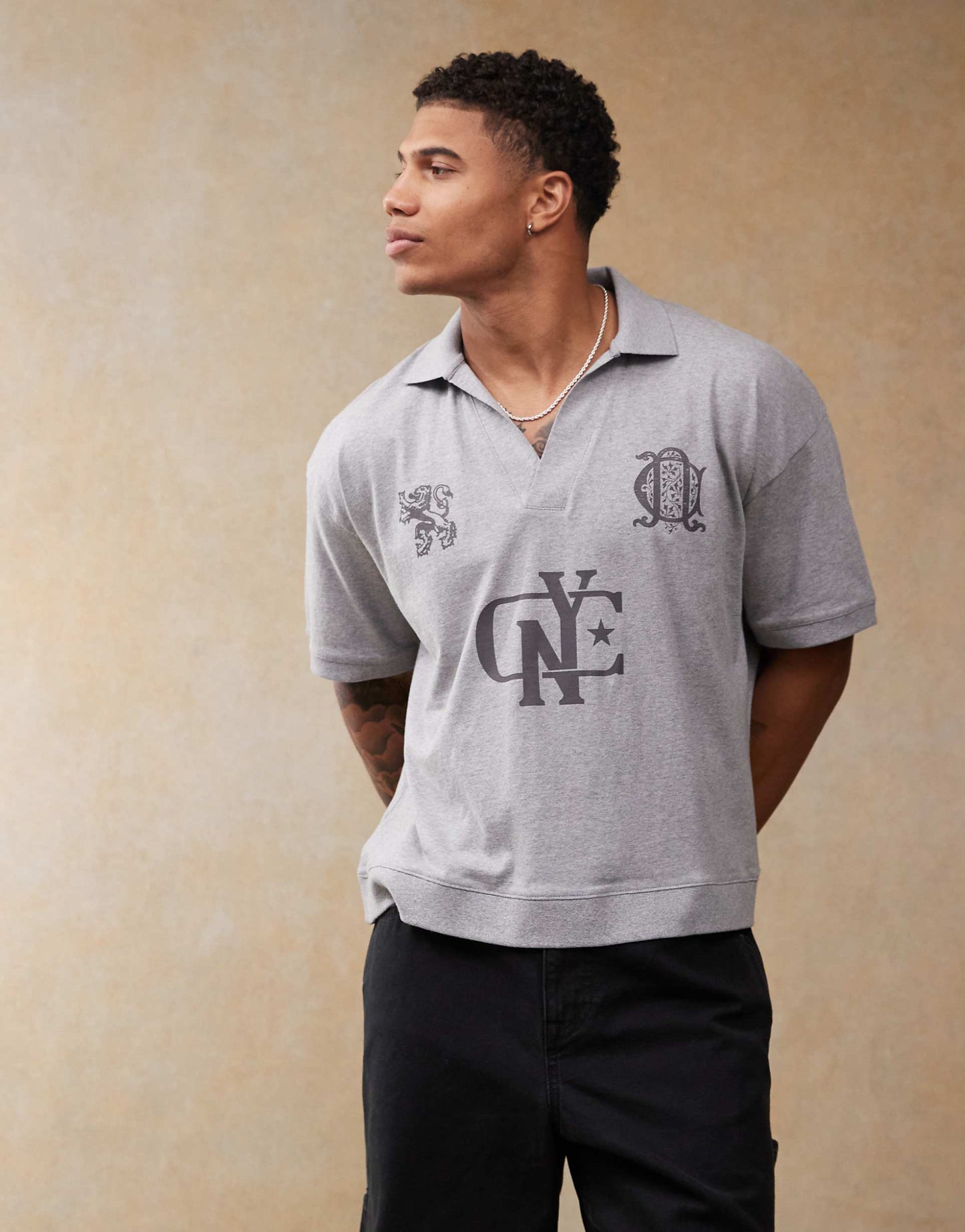 Boxy Oversized Polo With Sports Graphics