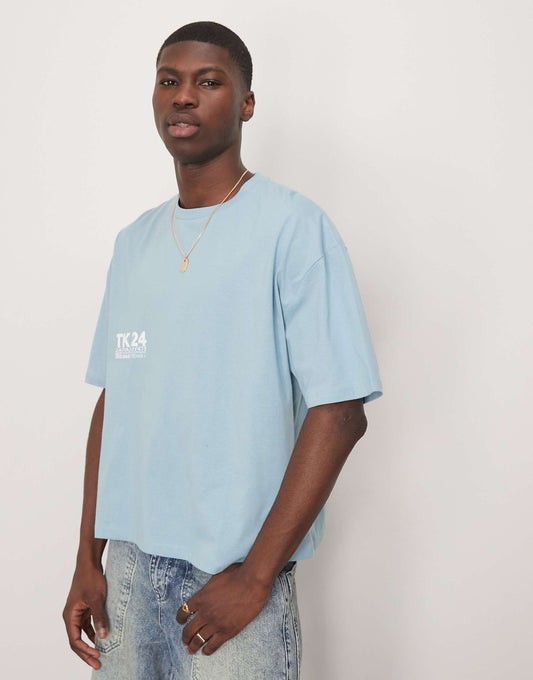 Boxy Oversized T-Shirt With Text Print