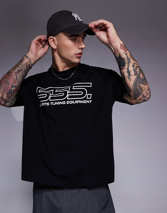 Boxy Oversized T-Shirt With Sports Graphic