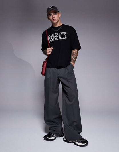 Boxy Oversized T-Shirt With Sports Graphic