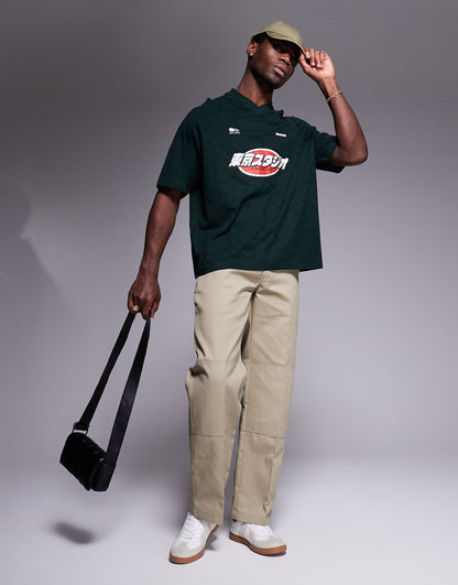 Oversized V-Neck T-Shirt With Sports Graphic