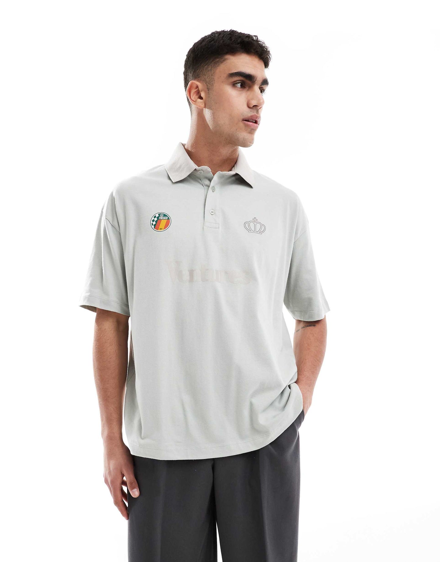 Oversized Polo With Text Graphic