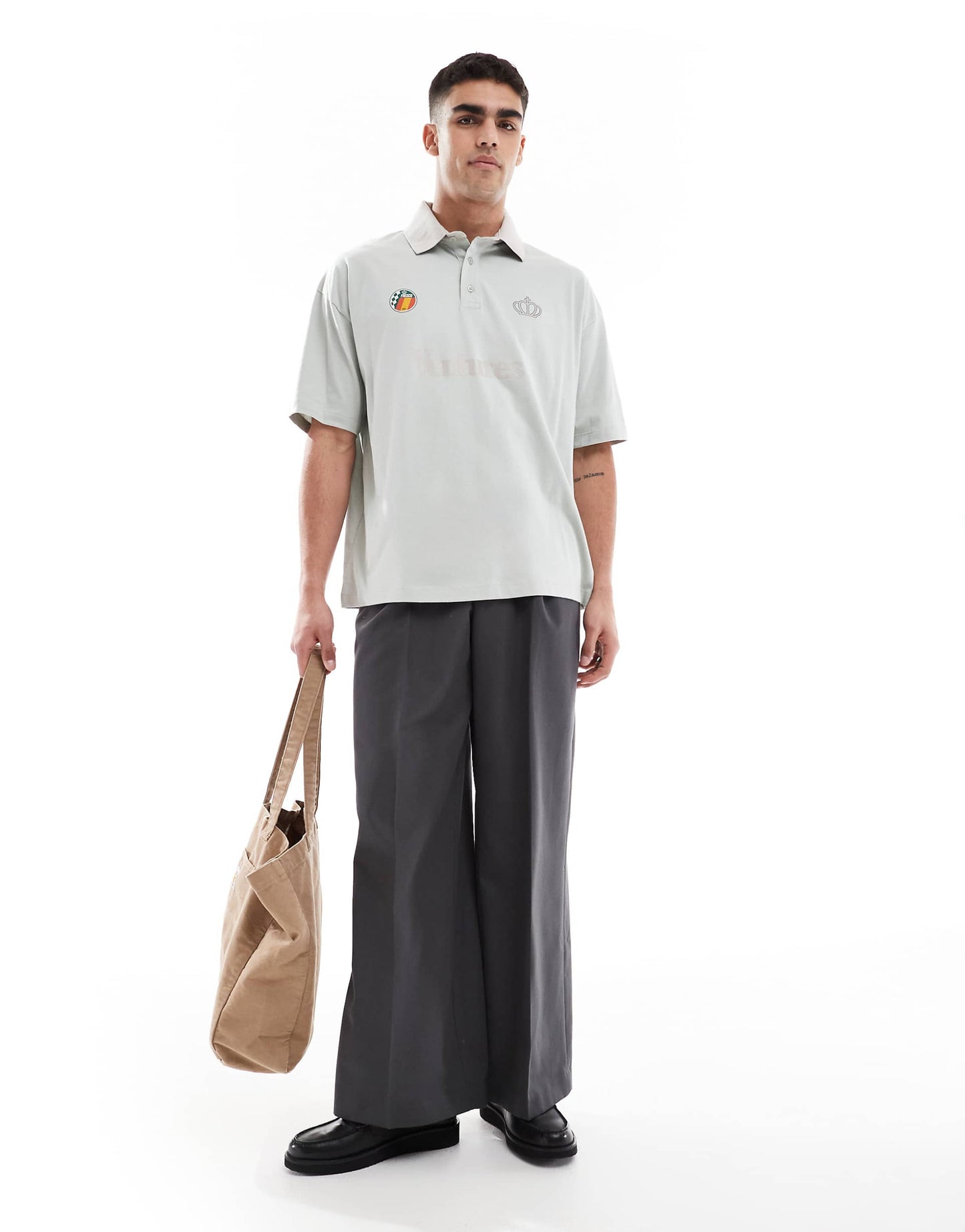 Oversized Polo With Text Graphic