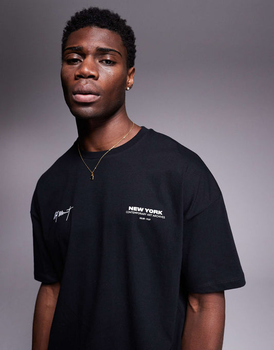 Oversized T-Shirt With City Text Chest Print