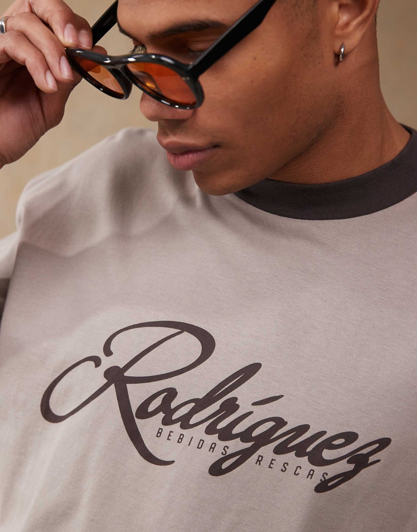 Boxy Oversized Ringer T-Shirt With Text Graphic
